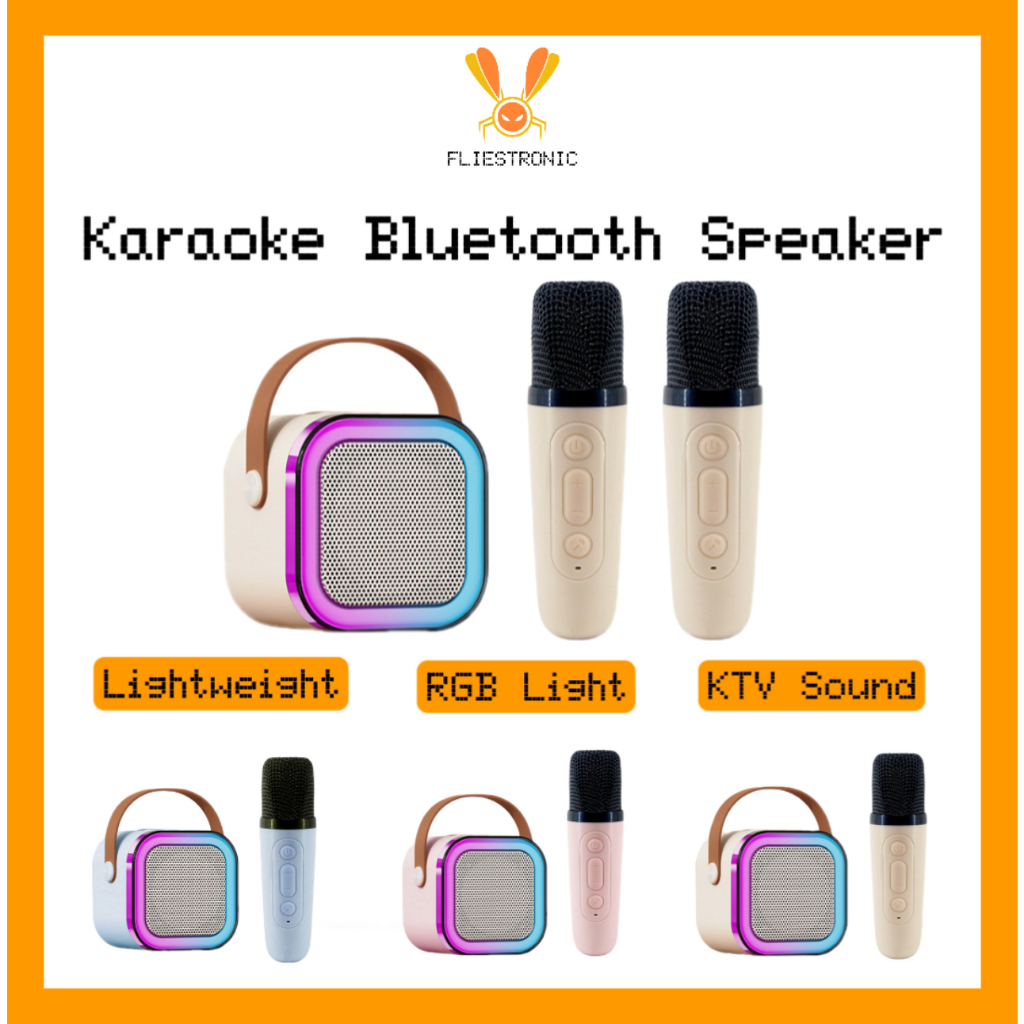 COD FLIESTRONIC Speaker LED LightWeight Bluetooth Portable & Mic Karaoke Mp3 Player