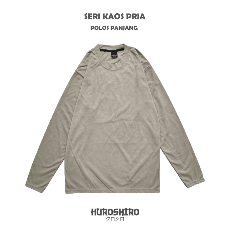 KUROSHIRO - Kaos Laki Laki Polos Panjang Baju Pria Dewasa-CREAM