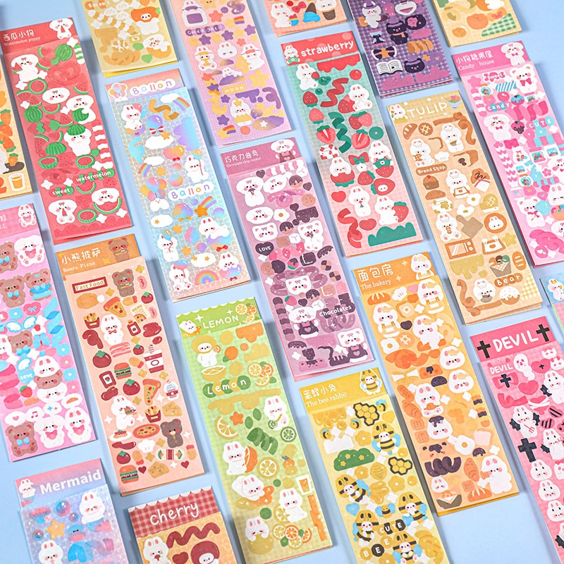 

【MAPLESOL】FUNNY CARTOON BUNNY SERIES PET DIY Diary Sticker Jurnal BUJO Planner Deco Stiker Hias