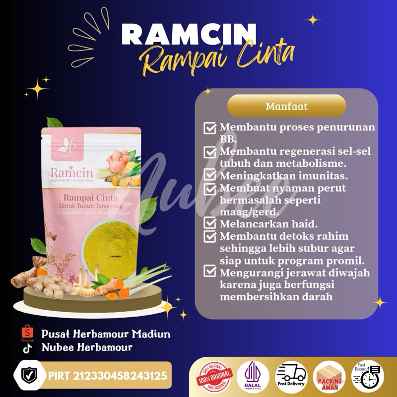 

HERBAMOUR OFFICIAL - RAMCIN (RAMPAI JAHE LENGKUAS SEREH KUNYIT)