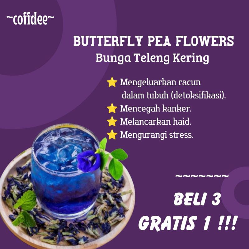 

BELI 3 GRATIS 1!!! Bunga Telang Kering - Teh Bunga Telang