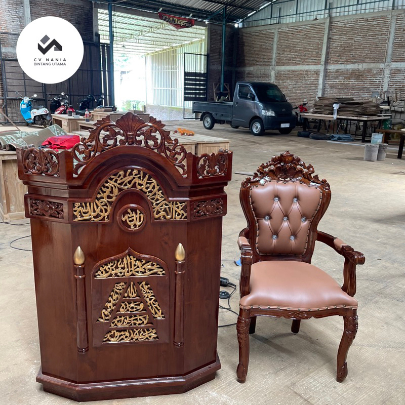 mimbar podium masjid jati dan kursi