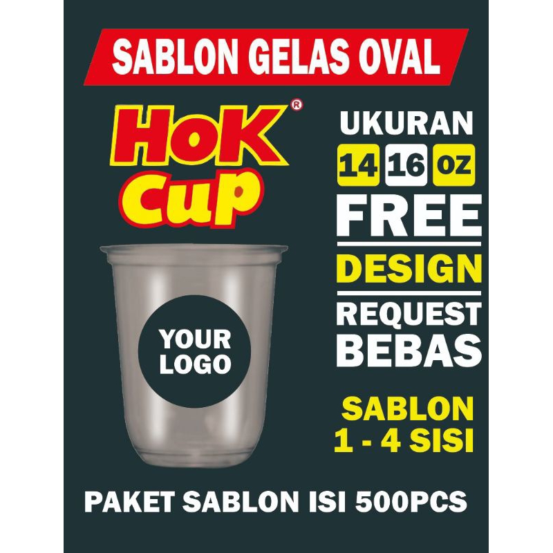 sablon gelas hok 14 dan 16oz oval hok #cup #hok #cupplastik #esteh #jus #boba #sabloncup