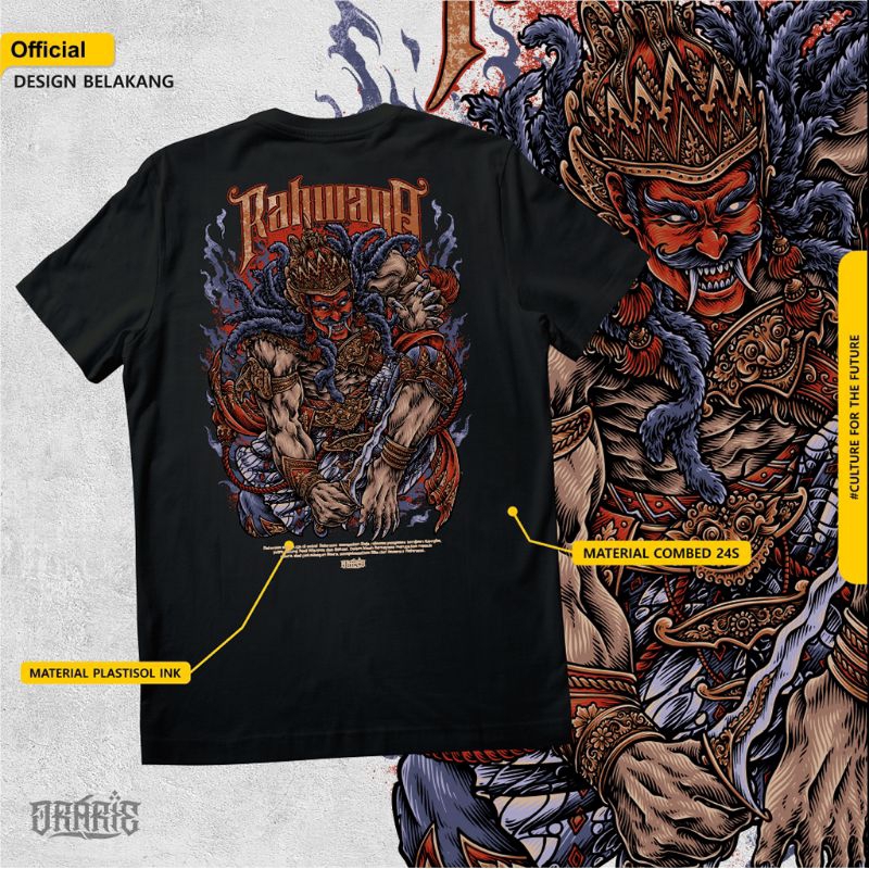 orarie kaos Rahwana hitam katun combed 24s