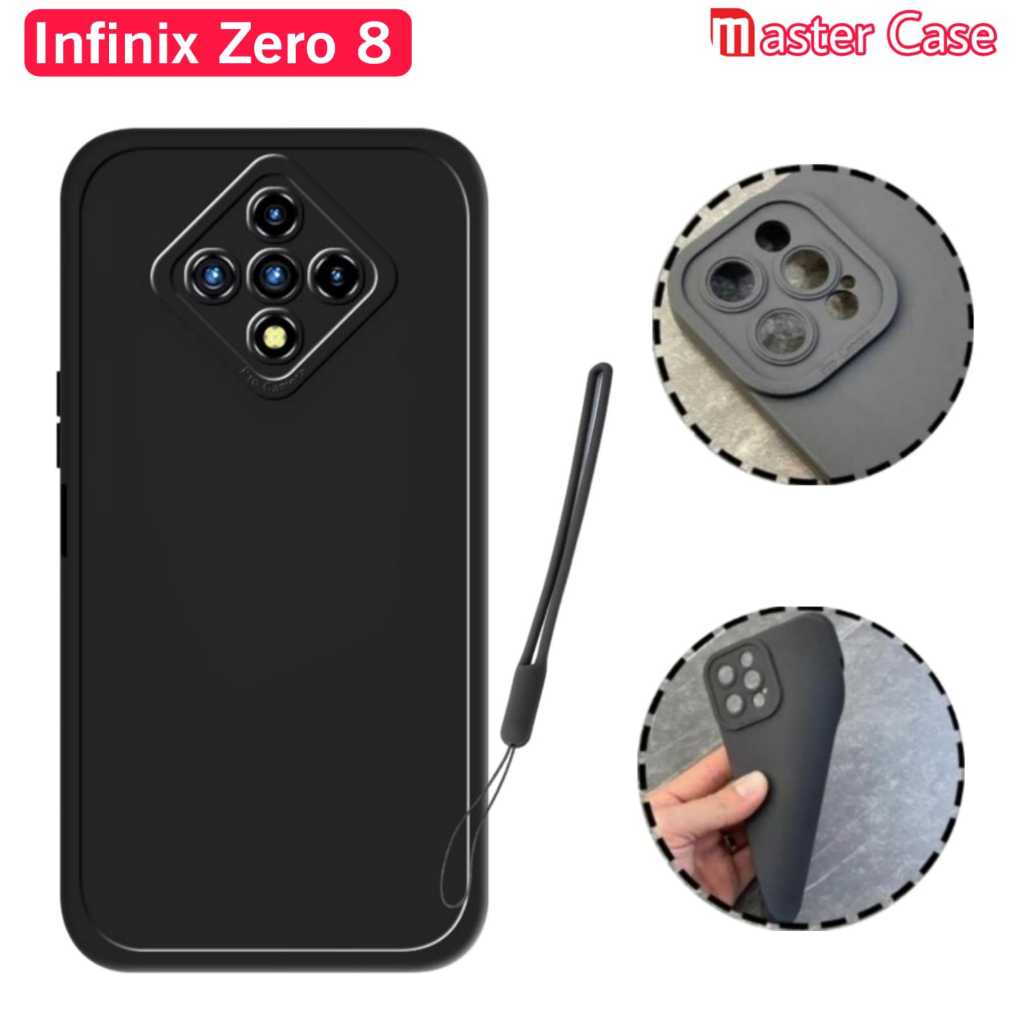 Casing INFINIX ZERO 8 Softcase Pro Camera Hitam Bonus Tali Handphone