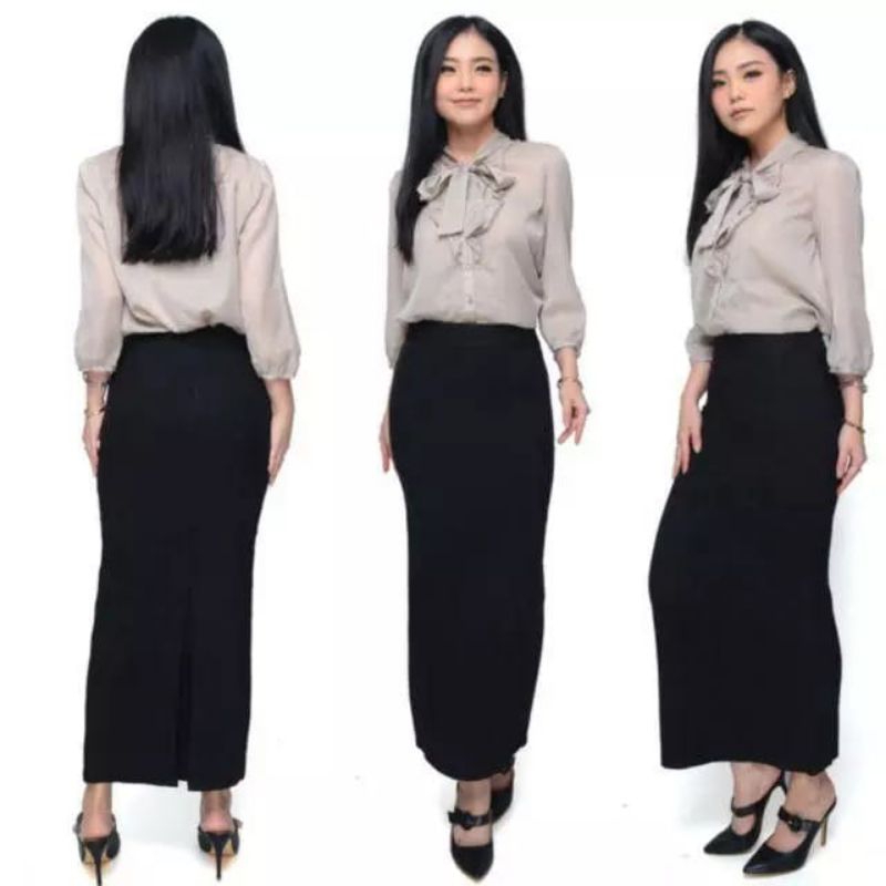 ROK SPAN HITAM PANJANG FORMAL QUALITY ROK SPAN BELAHAN BELAKANG