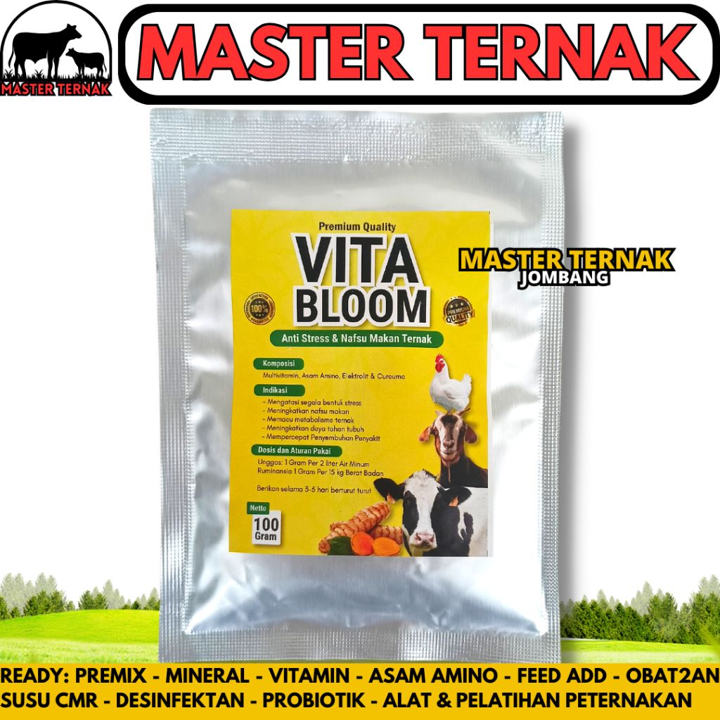 VITA BLOOM 100 GRAM - Vitamin Lengkap Penambah Nafsu Makan Hewan Ternak Domba Kambing Sapi Babi Kuda