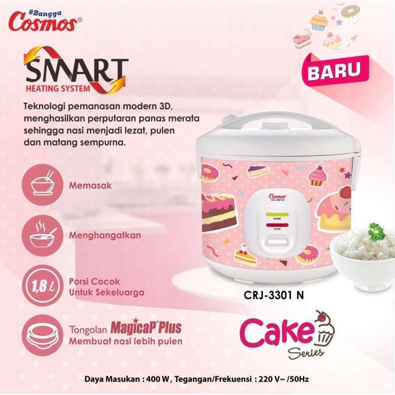 COSMOS Rice Cooker - CRJ 3301 NC - Penanak Nasi 1.8L - Cosmos CRJ 3301 NC