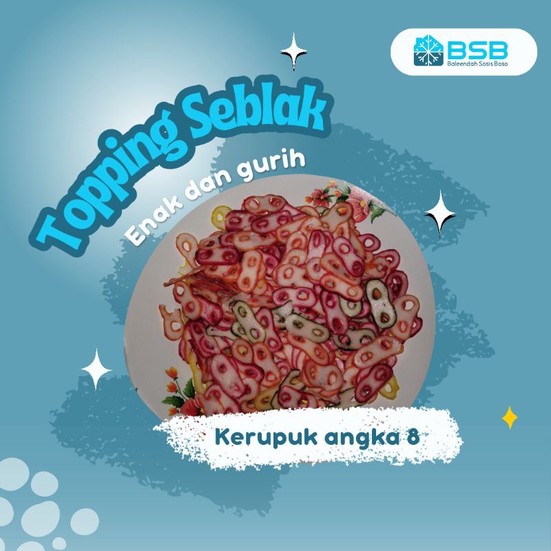 

Kerupuk Angka 8 | 220 gram | topping enak renyah