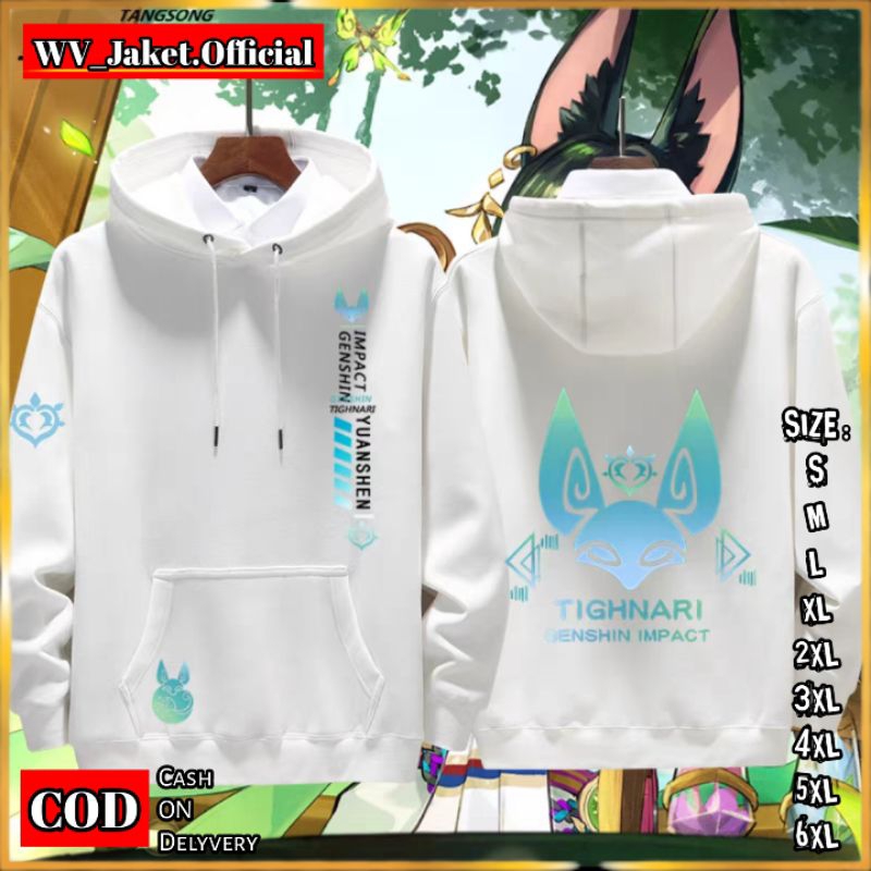 JAKET HOODIE PULLOVER GENSHIN TIGHNARI  Jaket Pullover Kupluk OVERSIZE S M L XL JUMBO XXL XXXL 4XL 5