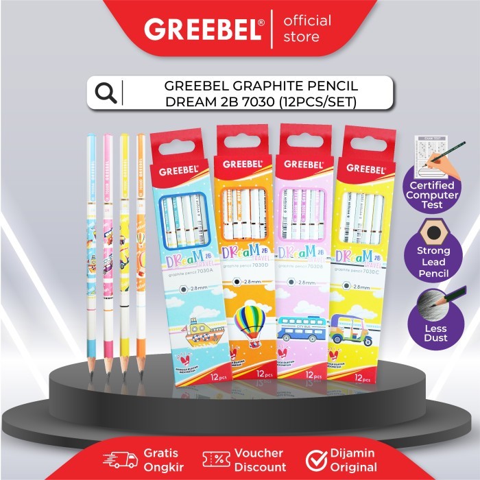 

[1 PACK] Pensil 2B Kayu Graphite GREEBEL / Pensil Karakter / Pensil Untuk Gambar & Komputer