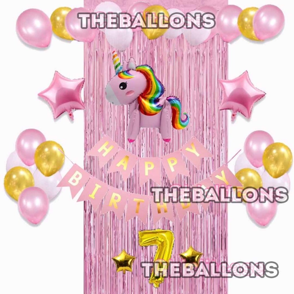Paket dekorasi balon ulang tahun anak tirai unicorn/balon curtain