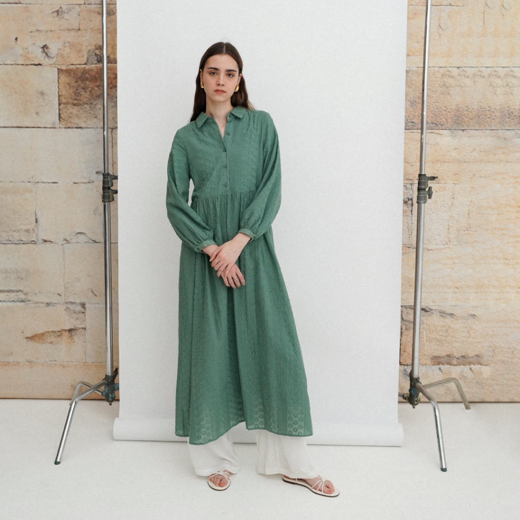 Queensland Baloon Sleeve Dress Lengan Panjang I31000077Q Hijau