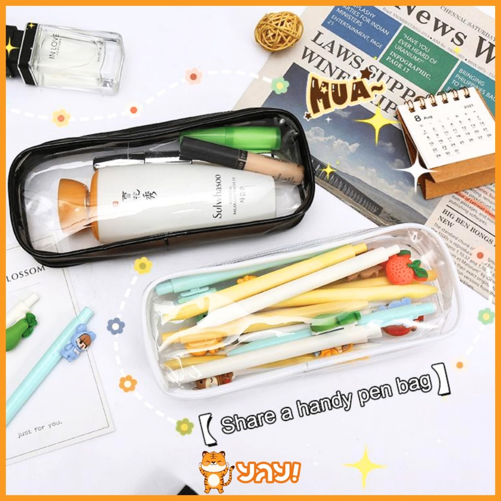 

YAY! Transparan PVC Alat Tulis Siswa Pena Ritsleting Tas Perjalanan Perlengkapan Mandi Portabel Tas Penyimpanan Makeup