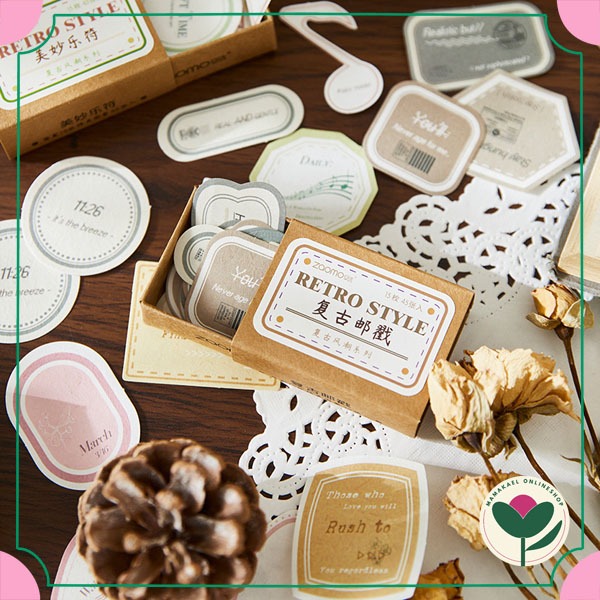 

1 set isi 45 pcs retro style deco paper notes message kertas mini memo vintage journal MK1436