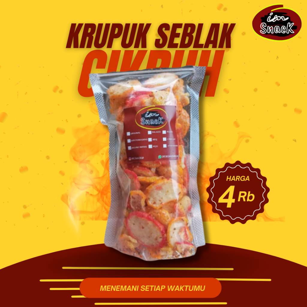 

KRUPUK SEBLAK CIKRUH KEMASAN POUCH | KRUPUK SEBLAK KEMASAN POUCH SEDANG DAN BESAR | CAMILAN KRUPUK SEBLAK