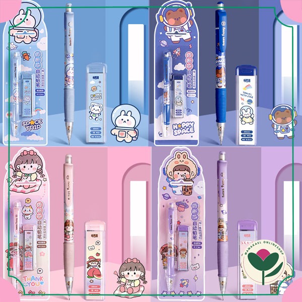 

1 set pensil mekanik dan refill isi pensil lucu cute MK1498