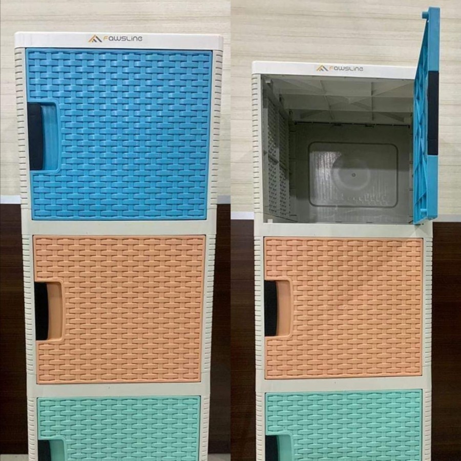 Lemari Plastik Fawsline Swing 3 Susun Lemari Serbaguna Warna