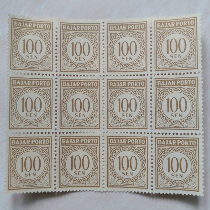 

Prangko Kuno 1962 Bajar Porto Bayar Porto 100 Sen 12 Pcs Blok 12 - YN1110