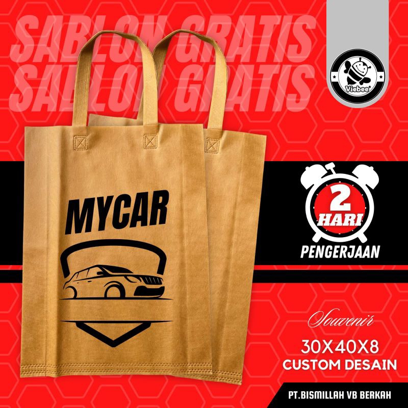 

GOODIEBAG CUSTOM SABLON PRESS TALI FREE DESAIN MUAT BANYAK BEBAS REQUEST NAMA TOKO SEGALA ACARA UK. 30X40X8
