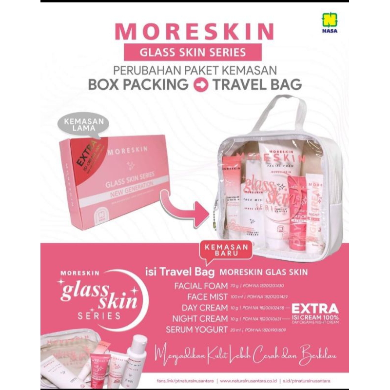 Moreskin Glaskin Kemasan Baru Paket Pencerah Wajah Herbal Original Set Perawatan Wajah Glowing