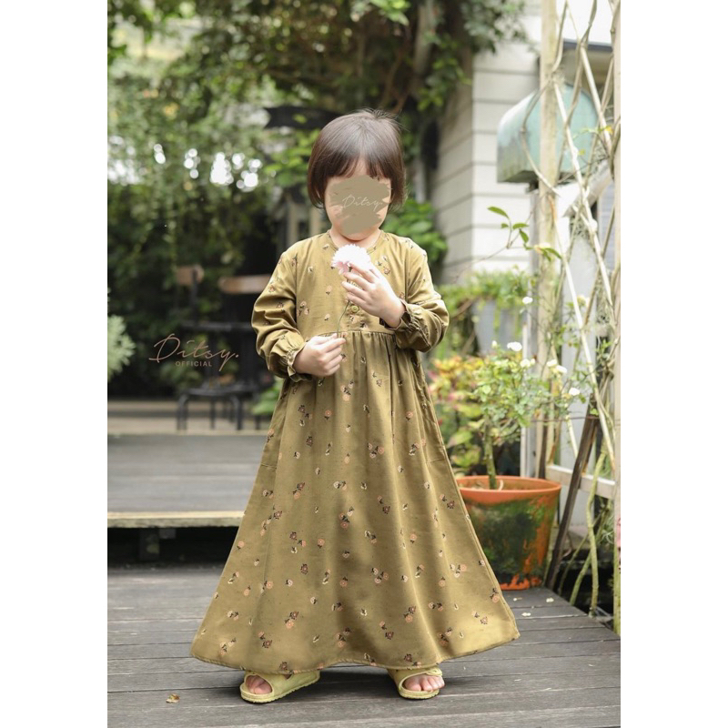 Gamis little mallory olive ditsy anak 1 Februari 2024