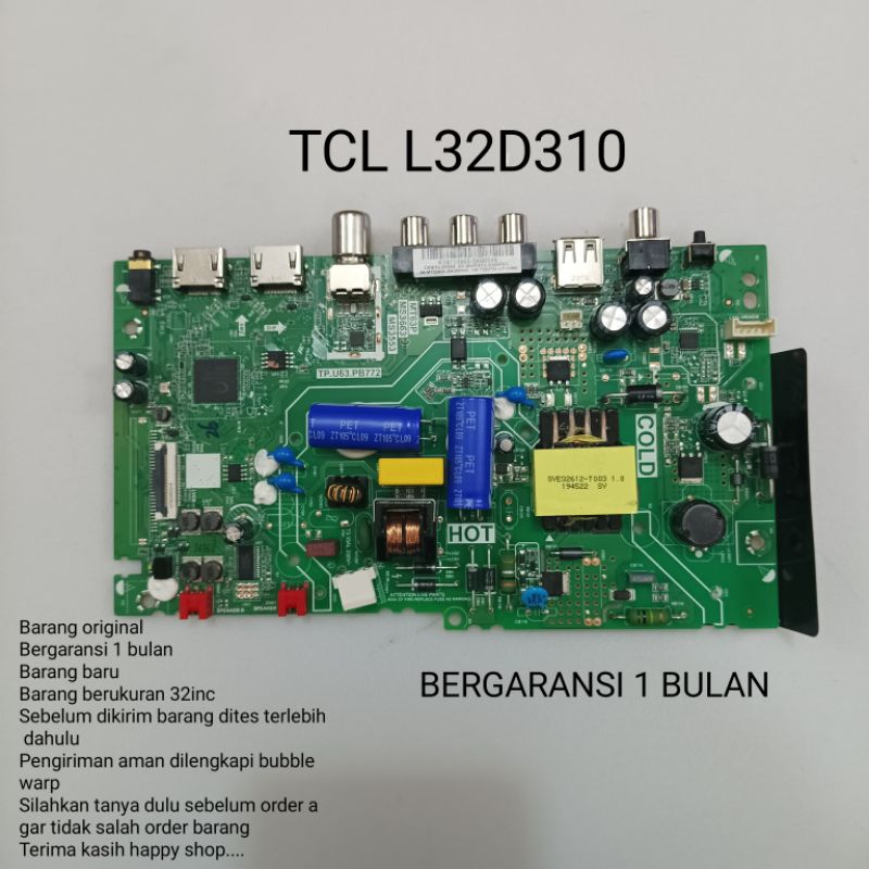 MB - MAINBOARD - MOBO - MOTHERBOARD TV LED TCL L32D310 MESKN TV LED TCL L32D310