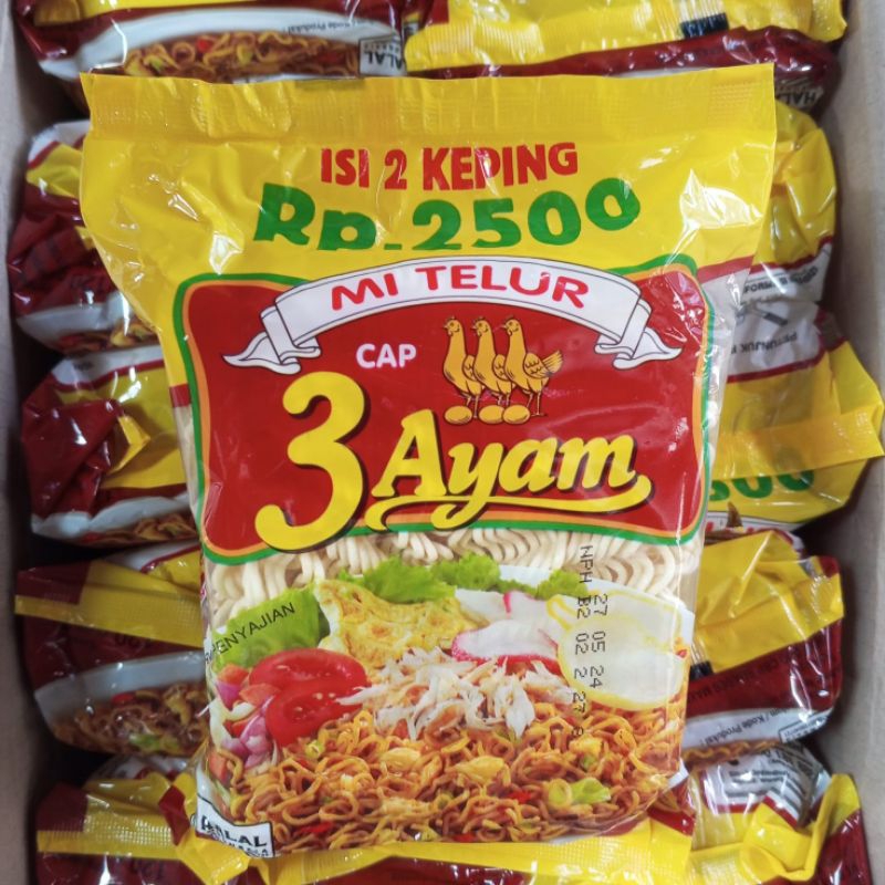 

Mi Telur Cap 3 Ayam isi 2 120gr - Mi Telor Cap Tiga Ayam