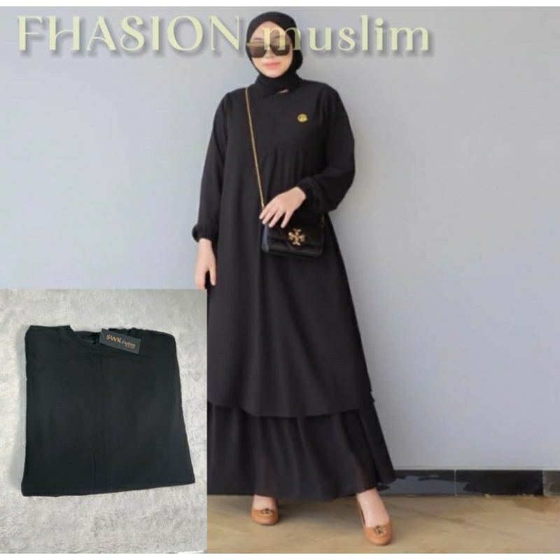 terbaru gamis malaysia melayu polos anggun dan cantik/busui/fashion muslim wanita