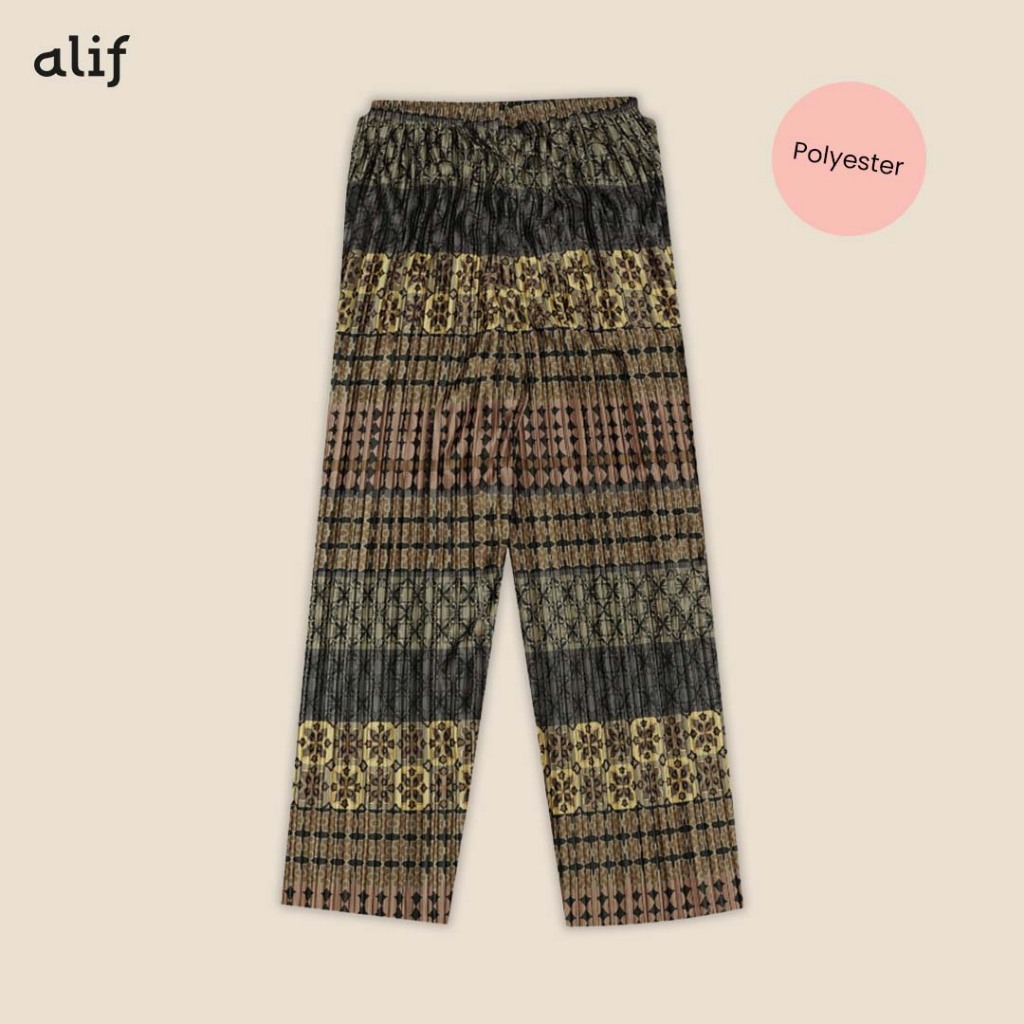 Alif Modern Wear - Celana Kulot Pleats Plisket Motif - Moroccan Tiles in Bisque