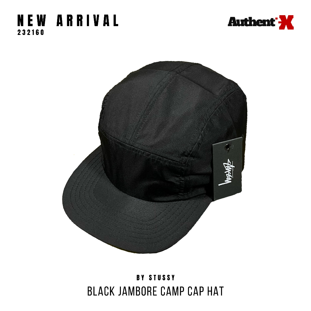 STUSSY JAMBOREE CAMP 5 PANEL CAP HAT - BLACK | TOPI ORIGINAL