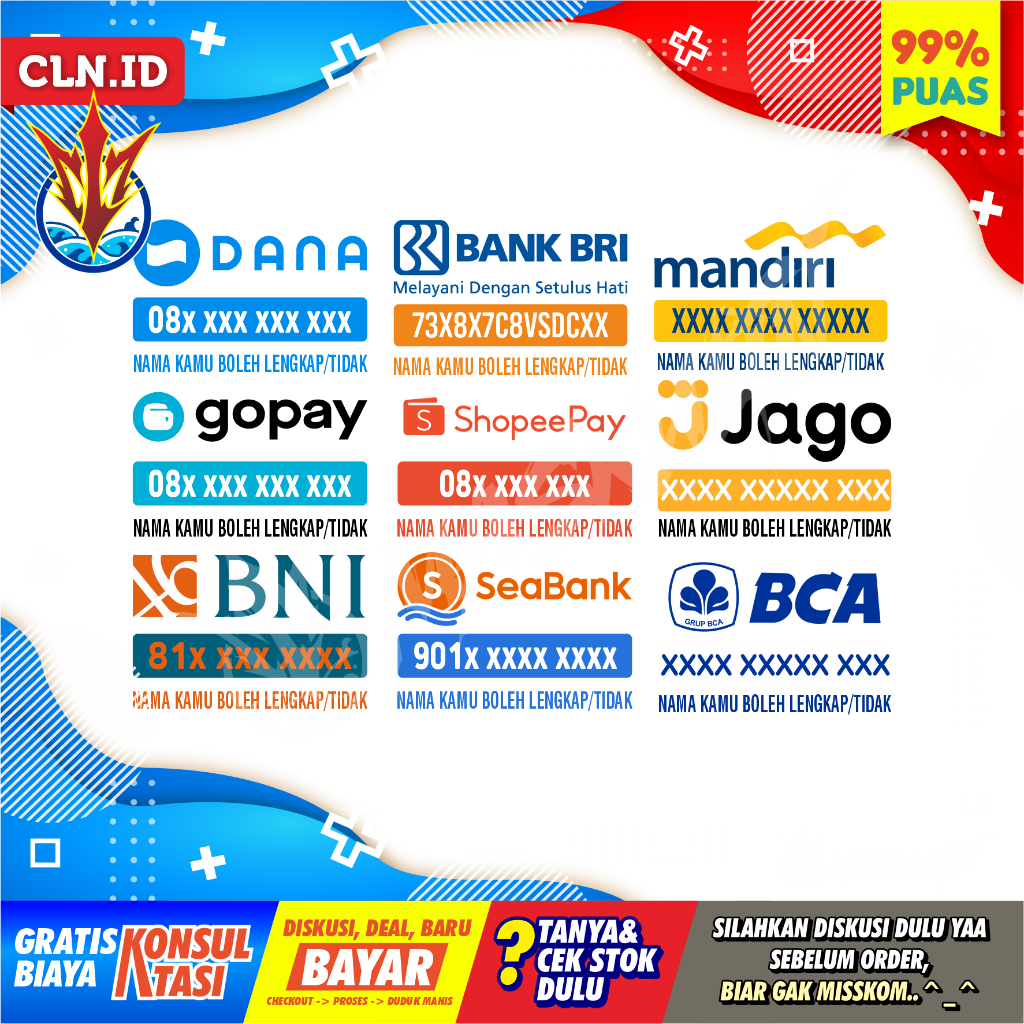 JASA DESAIN Custom Stiker WA (Whatsapp) - Stiker Rekening / E Wallet