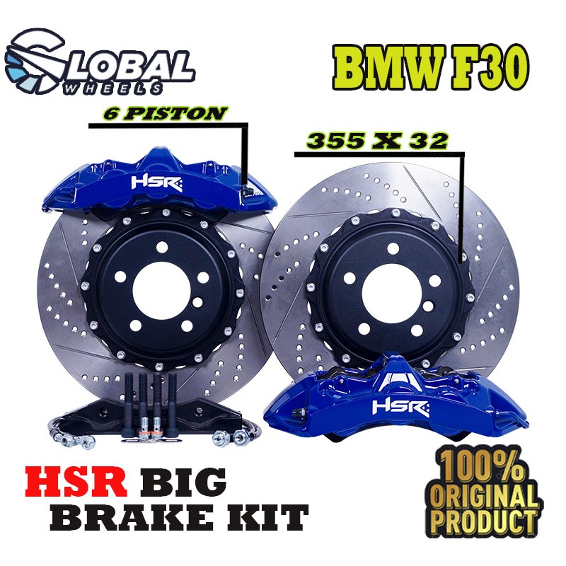BIG BRAKE KIT / BBK BLUE HSR 6 PISTON MZGT6 FRONT 355X32 DRILLED SLOTTED BMW F30 (SCONTO10)