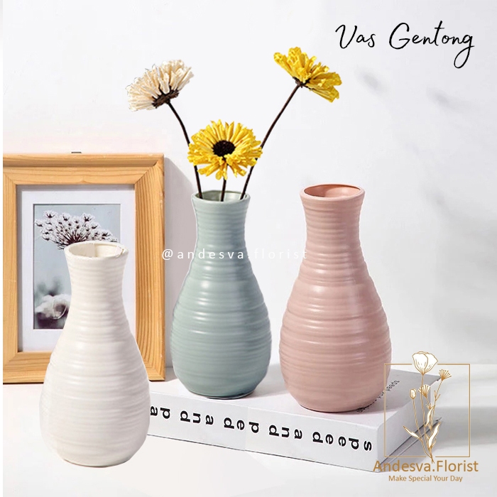 Vas Bunga Plastik Gentong / Pot Bunga Estetik / Hiasan Dekorasi Rumah / Pot Nordic Estetik