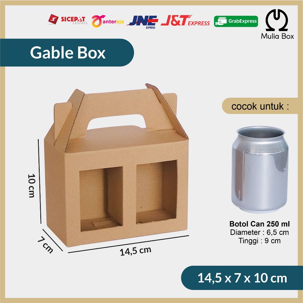 

Kardus Packing Jinjing / Gable Box 14,5 x 7 x 10 cm 2 Kaleng 250ml Toples Kaca Corrugated Die Cut