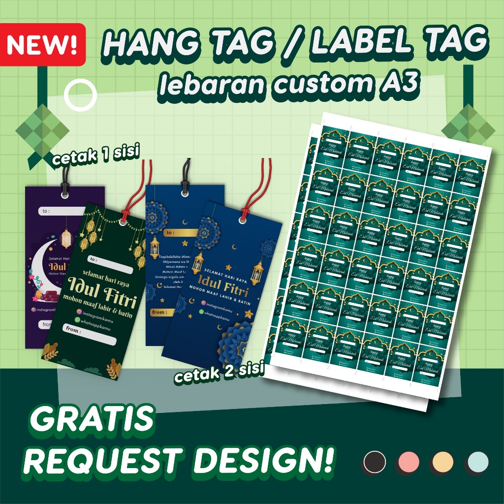 

Cetak Hang Tag Idul Fitri Lebaran Custom A3 | Tag Label Hampers Free Design