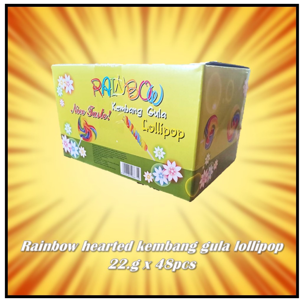 

Rainbow hearted kembang gula lollipop 22.g x 48pcs