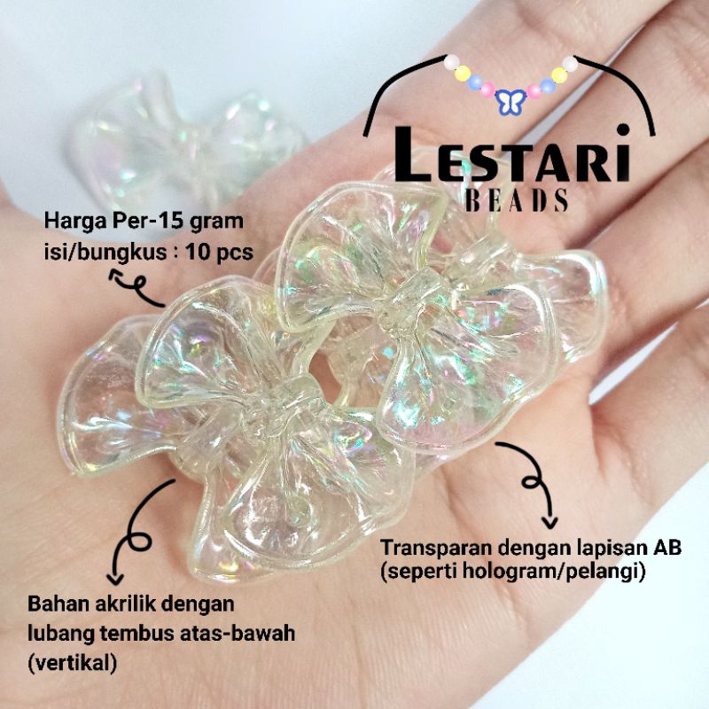 (15 gr) Manik Pita Dasi Transparan AB | Manik Pita Cubit Transparan AB