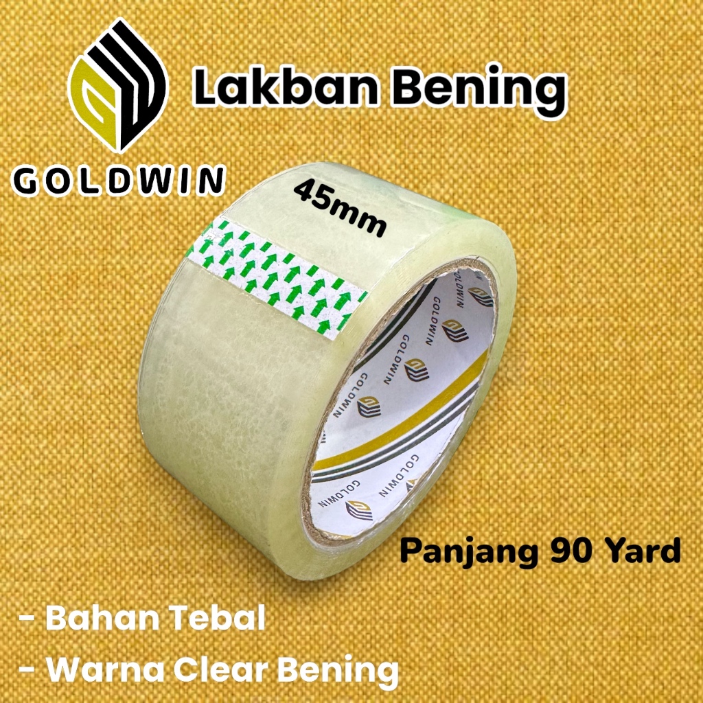 

Lakban Bening Packing Olshop harga Ekonomis Tebal 45 x 90 Yard Goldwin isolasi Online Shop ekonomis warna clear