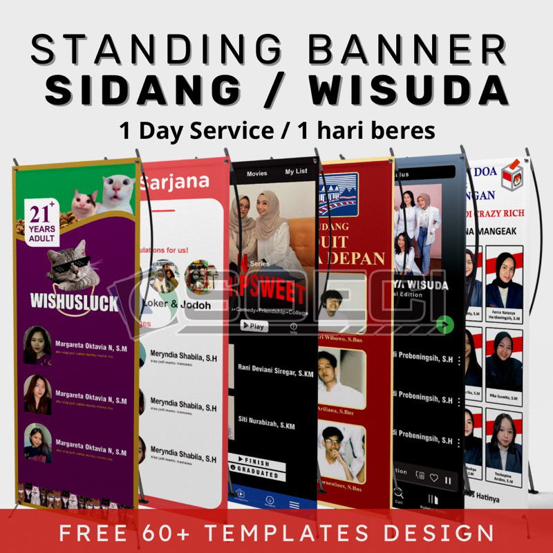 BANNER SIDANG WISUDA FREE TEMPLATE DESAIN / STAND BANNER WISUDA / STAND BANNER SIDANG