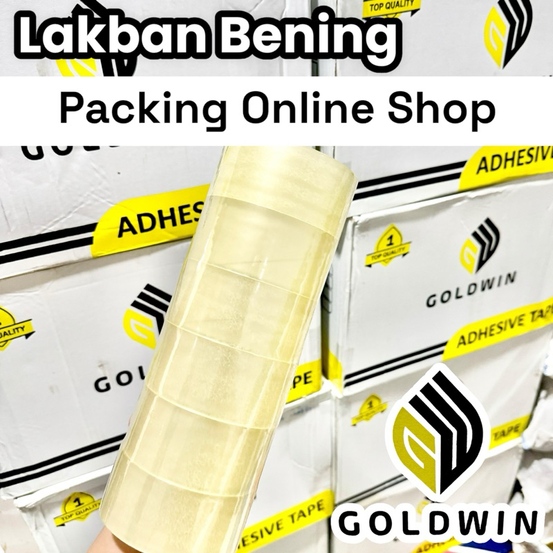 

Lakban Bening Packing untuk Online Shop Ekonomis Tebal 45 x 90 Yard Goldwin isolasi olshop ekonomis warna clear