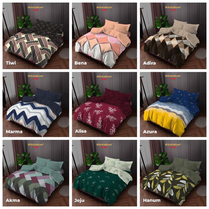 Bedcover Set Kintakun D'Luxe King Fitted Ukuran 180x200 cm Tinggi 30 cm Kualitas Premium