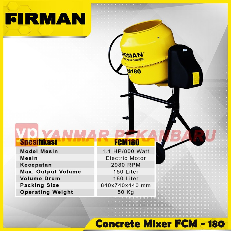Mesin Pengaduk Semen Molen / Concrete Mixer FIRMAN FCM - 180
