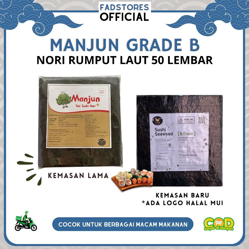 

KODE V29E Manjun Yaki Sushi Nori 1 Pack Nori Rumput Laut Nori Sushi Halal