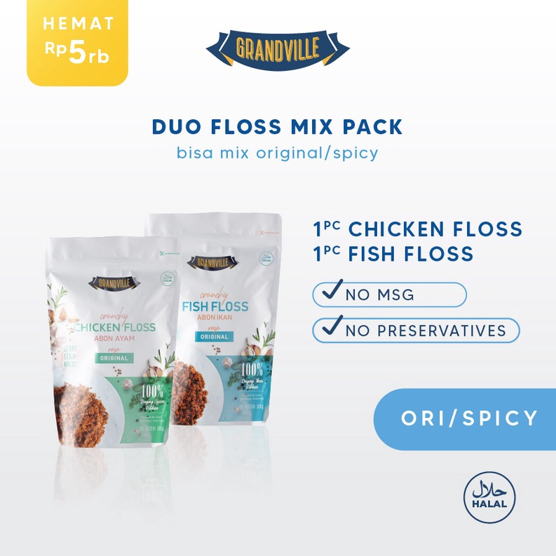 

KODE Y49E Grandville Abon AYAM IKAN Crunchy Duo Mix Pack