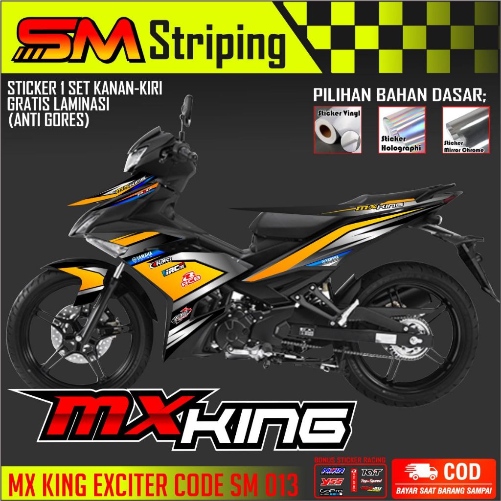 Stiker Striping Motor Yamaha Mx King 150 Hitam Sticker Lis Body Standar MX KING EXCITER SM 013