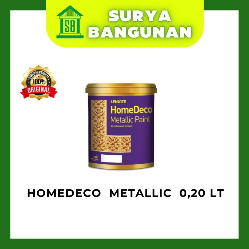 Cat tembok emas Homedeco metallic paint 0.2 liter/ cat tembok gypsum grc plafon emas avian brands