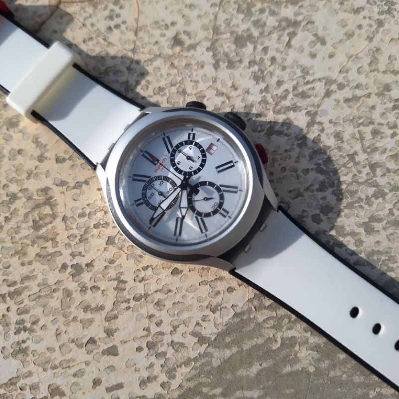 Swatch Irony Xlite Black Wheel Chronograph Alumunium YYS405 Jam Tangan Preloved