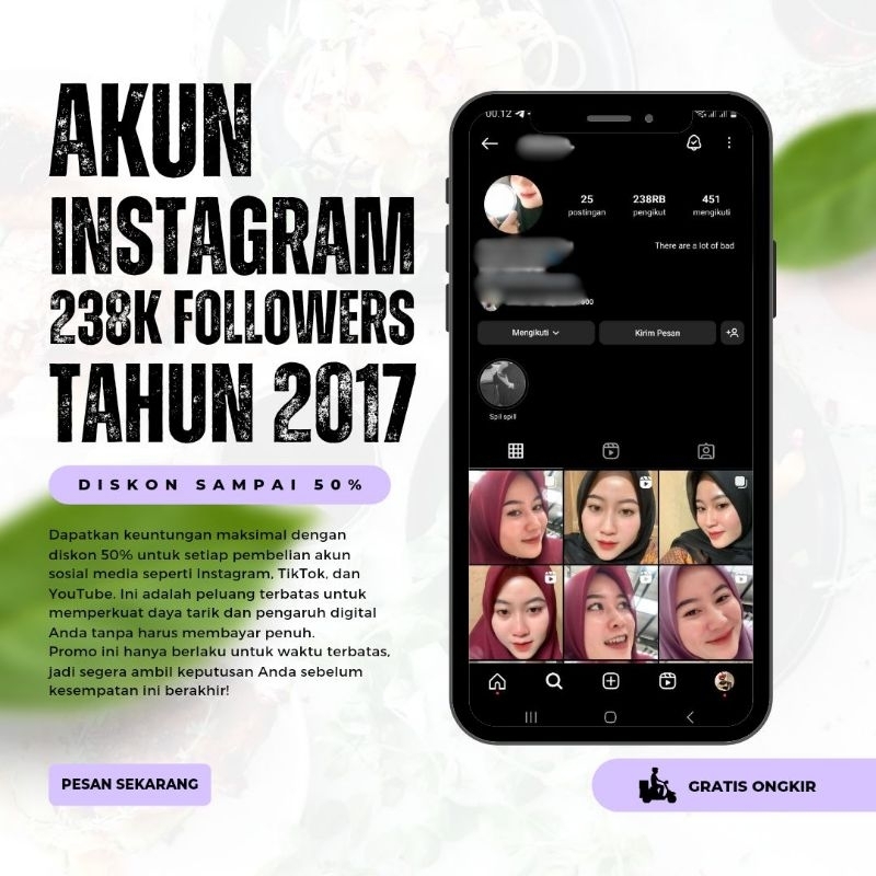 AKUN INSTAGRAM TUA 238.000 Followers Tahun 2017