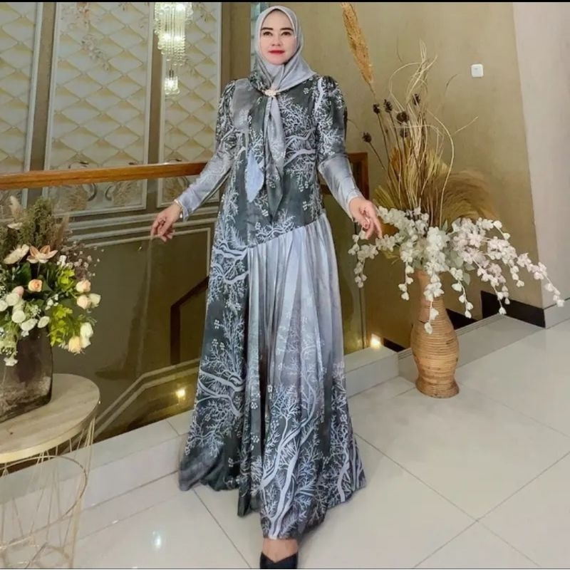 Gamis Nazwa Silk Digital Printing Original Terbaru by Nazwa (Ready)